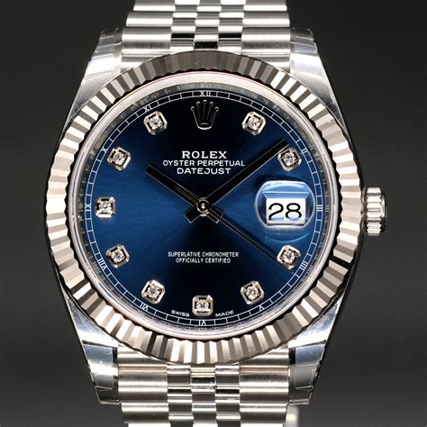 midsize rolex datejust stainless diamond blue dial|2020 41mm rolex datejust.